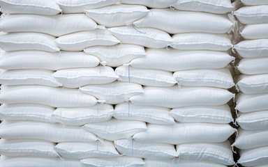 stack of white bag in the warehouse