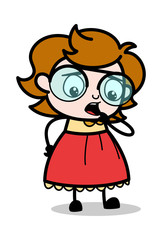 Stammering - Teenager Cartoon Intelligent Girl Vector Illustration