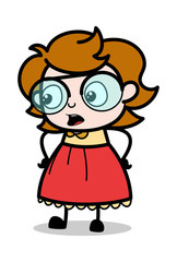 Surprised face Expression - Teenager Cartoon Intelligent Girl Vector Illustration