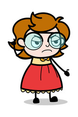 Angry Behavior - Teenager Cartoon Intelligent Girl Vector Illustration