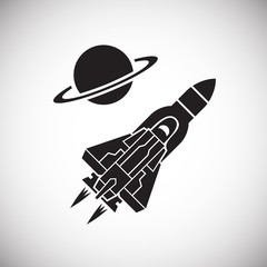 Rocket icon on background for graphic and web design. Simple vector sign. Internet concept symbol for website button or mobile app.