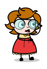 Memorizing Gesture - Teenager Cartoon Intelligent Girl Vector Illustration