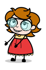Fake Smile - Teenager Cartoon Intelligent Girl Vector Illustration