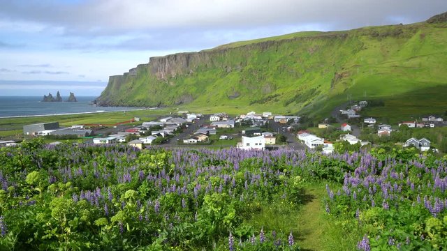 Beautiful town of Vik i Myrdal in Iceland in summer. The village of Vik  is the southernmost village in Iceland on the ring road around 180 km southeast of Reykjav?k.