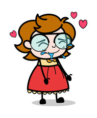 Feeling Loved - Teenager Cartoon Intelligent Girl Vector Illustration