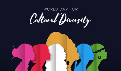 Cultural Diversity Day card of diverse women heads