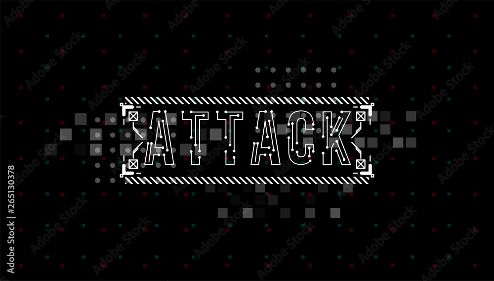 Fototapete attack. conceptual layout with hud elements for print and web. lettering with futuristic user interf