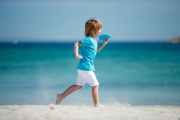 The child launches the plane