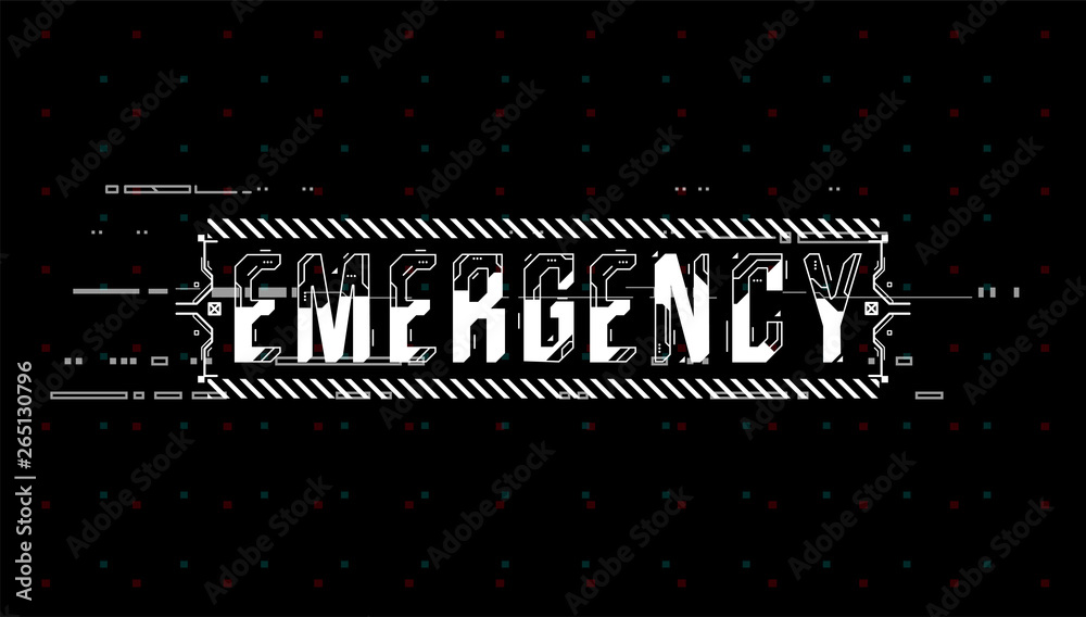 Fototapete Emergency. Conceptual Layout with HUD elements for print and web. Lettering with futuristic user interface elements.