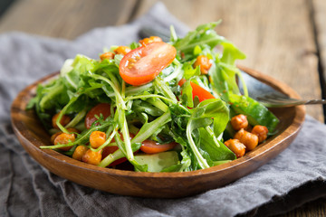 Fresh vegetable salad with chickpeas