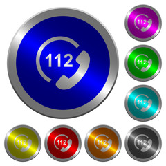 Emergency call 112 luminous coin-like round color buttons