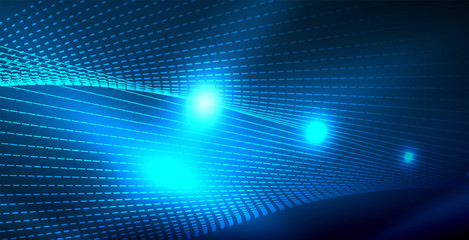 Obraz premium Color neon lights with waves abstract background