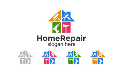 Home repair set template logo
