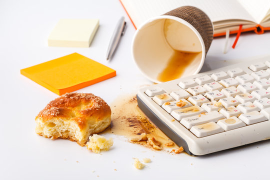 Coffee Spilling On Keyboard Ib Work Place Office