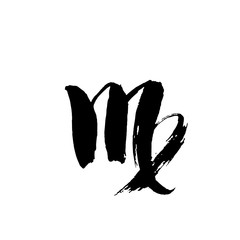 Obraz premium Zodiac sign virgo. Vector dry brush illustration isolated on white background.