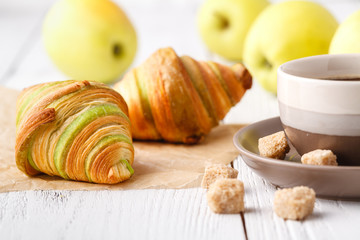 morning coffee with croissant