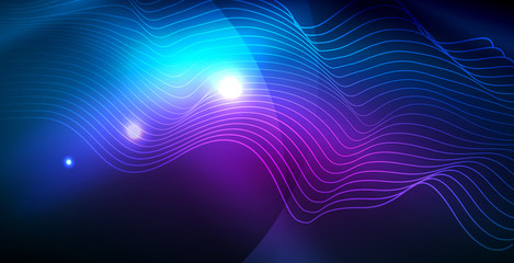 Fototapeta na wymiar Color neon lights with waves abstract background