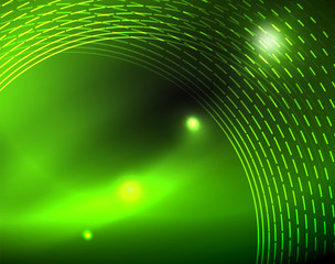 Obraz premium Dark space with neon color glowing lights abstract background