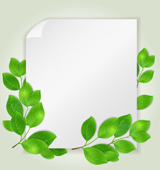 Paper and green leaves