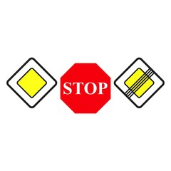 Set main road signs icons the stop