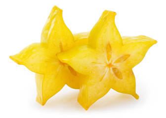 Fresh carambola or starfruit on white background