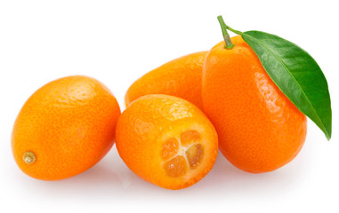 Fresh kumquat on white background