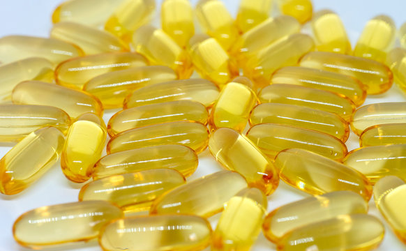 Omega 3 Fish Oil Vitamin Pills Closeup