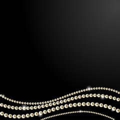 Pearls. Jewelry. Vector illustration. Beads. Thread. Dark background. Decorations. Dark background.