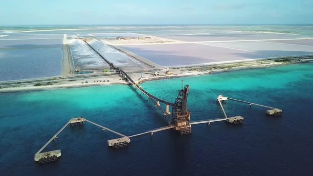 View of a salt pier besides the sea - Drone Shot of salt extraction