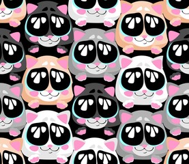 seamless vector pattern cute kittens with big eyes