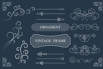 Vintage and classic ornaments set floral elements for design invitations greeting and wedding cards