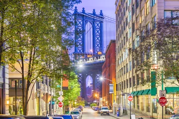 Plexiglas foto achterwand Brooklyn, New York, USA cityscape with Manhattan Bridge © SeanPavonePhoto