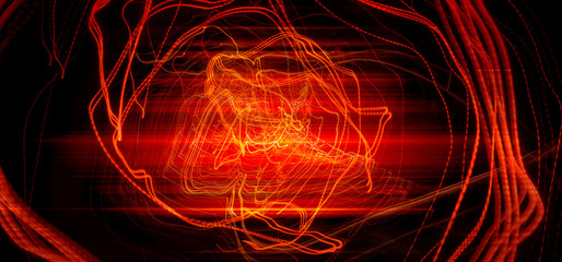 Line car headlights with long exposure. Abstract background.