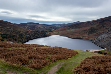 Lough Tay in the Wicklow Mountains on a cold spring morning.