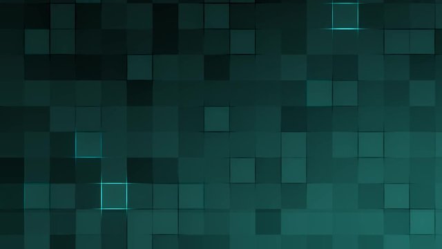 Animation - background of blue blurred mosaic, wiggling and lighted. Abstract screensaver for video.