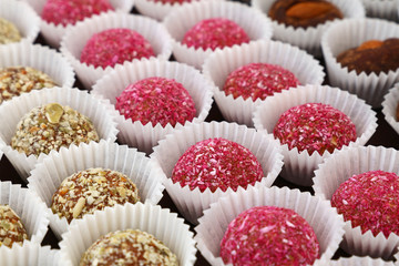 Assorted sweet candy cookies in retail display