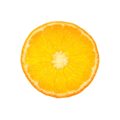 Close up round cut slice of orange over white