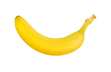 One ripe yellow banana isolated on white