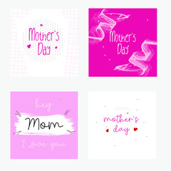 Set of Happy Mothers Day lettering greeting cards template. Hand drawn elements and letters. Suitable collection for background, banner, sticker, e-mail, website. Vector illustration - 265141161