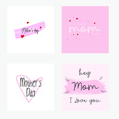 Set of Happy Mothers Day lettering greeting cards template. Hand drawn elements and letters. Suitable collection for background, banner, sticker, e-mail, website. Vector illustration - 265141179