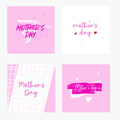Set of Happy Mothers Day lettering greeting cards template. Hand drawn elements and letters. Suitable collection for background, banner, sticker, e-mail, website. Vector illustration - 265141329