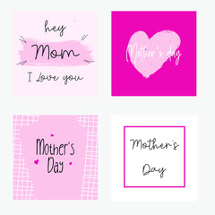 Set of Happy Mothers Day lettering greeting cards template. Hand drawn elements and letters. Suitable collection for background, banner, sticker, e-mail, website. Vector illustration - 265141396