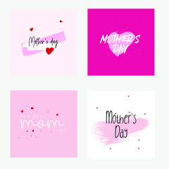 Set of Happy Mothers Day lettering greeting cards template. Hand drawn elements and letters. Suitable collection for background, banner, sticker, e-mail, website. Vector illustration - 265141501
