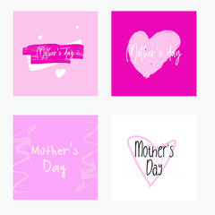 Set of Happy Mothers Day lettering greeting cards template. Hand drawn elements and letters. Suitable collection for background, banner, sticker, e-mail, website. Vector illustration - 265141578