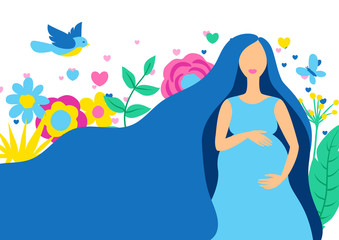 Happy pregnancy. Pretty pregnant woman.