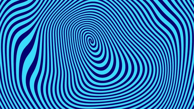Animation background abstract hypnotic moving lines blue and dark blue. Screensaver for video.
