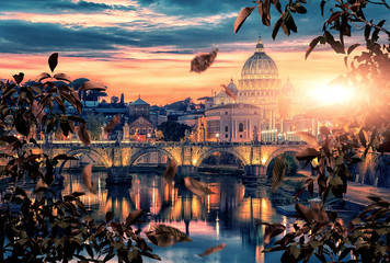Miasto Rzym o zachodzie słońca - obrazy, fototapety, plakaty