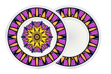 Set of Ornamental Floral Pattern and round frame. Hand Draw Mandala. Decorative Elements. Vector Illustration. Anti-Stress Therapy Pattern. Oriental Pattern. Indian, Moroccan, Mystic, Ottoman Motifs