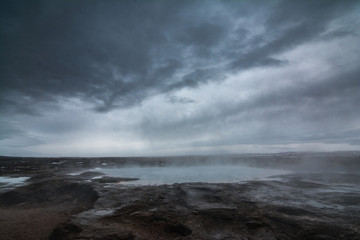 Geysir is a famous hot spring in the geothermal area of Haukadalur Valley, found in south-west Iceland.