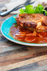 Beef stewed and Carrots potatoes with a wine sauce and herbs